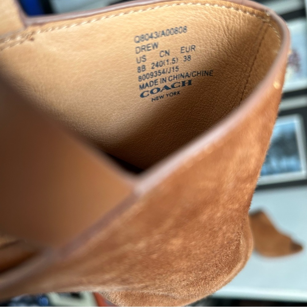 Coach Brown Suede Studded Block Heel Sandal - Picture 14 of 14
